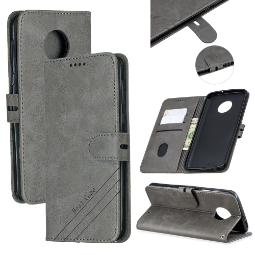 

For Moto G6 Plus 2018 Stitching Style 2-Color Cow Texture Horizontal Flip PU Leather Case with Holder & Card Slot & Lanyard(Gray)