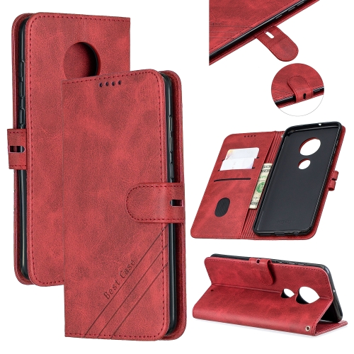 

For Moto G7 / G7 Plus Stitching Style 2-Color Cow Texture Horizontal Flip PU Leather Case with Holder & Card Slot & Lanyard(Red)