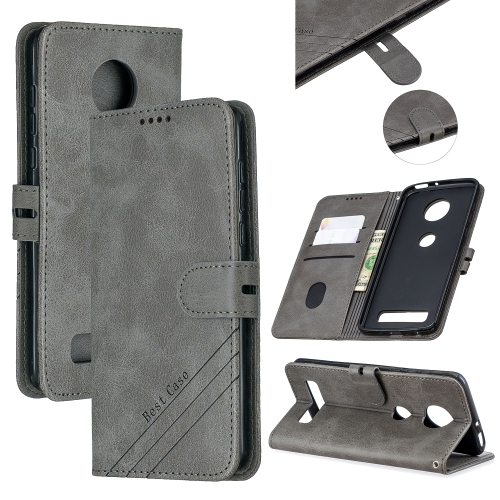 

For Moto Z4 Play / Z4 Stitching Style 2-Color Cow Texture Horizontal Flip PU Leather Case with Holder & Card Slot & Lanyard(Gray)