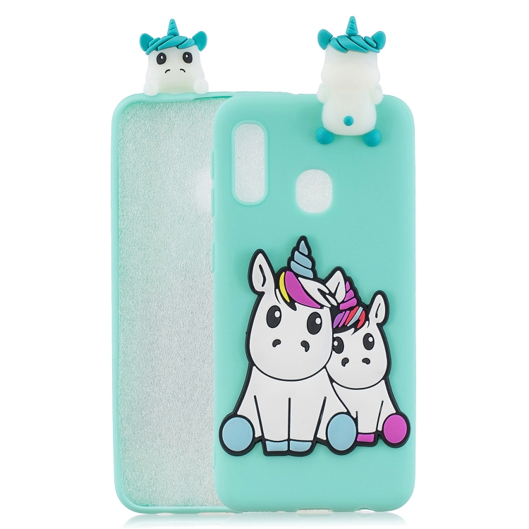 

For Galaxy A20e 3D Cartoon Pattern Shockproof TPU Protective Case(Couple Unicorn)