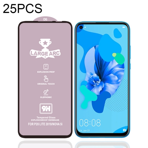 

For Huawei nova 5i 25 PCS 9H HD High Alumina Full Screen Tempered Glass Film