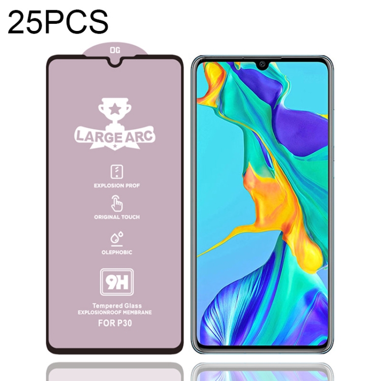 

For Huawei P30 25 PCS 9H HD High Alumina Full Screen Tempered Glass Film