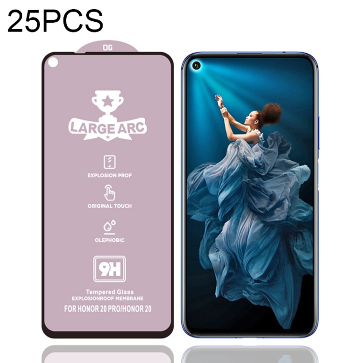 

For Huawei Honor 20 25 PCS 9H HD High Alumina Full Screen Tempered Glass Film