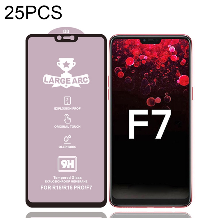 

For OPPO F7 25 PCS 9H HD High Alumina Full Screen Tempered Glass Film