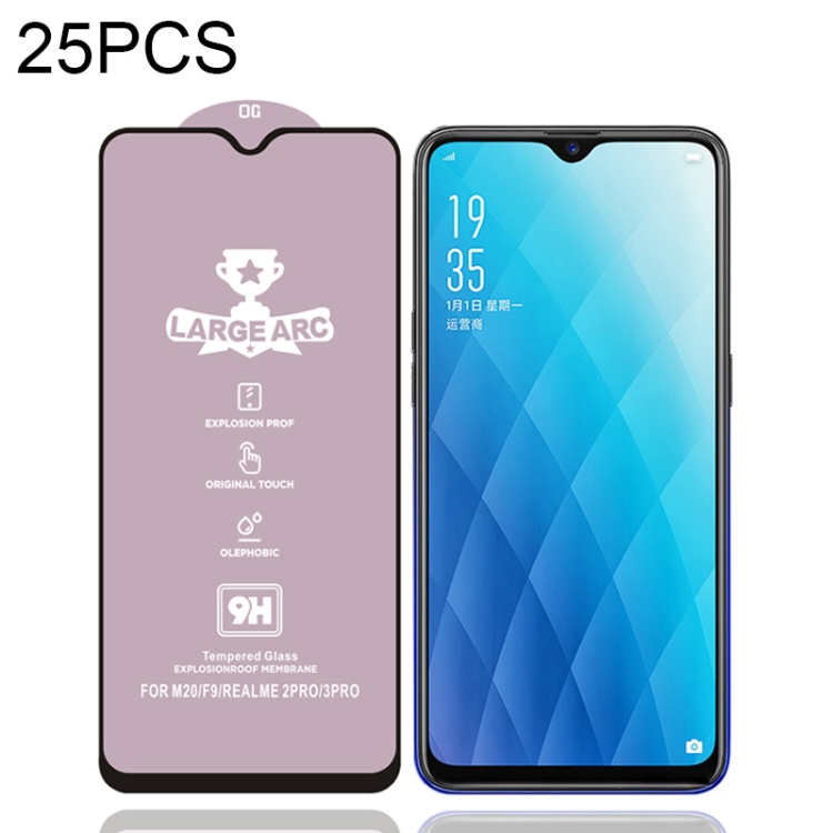 

For OPPO A7x 25 PCS 9H HD High Alumina Full Screen Tempered Glass Film