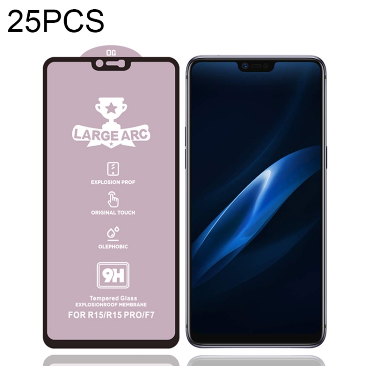 

For OPPO R15 Pro 25 PCS 9H HD High Alumina Full Screen Tempered Glass Film
