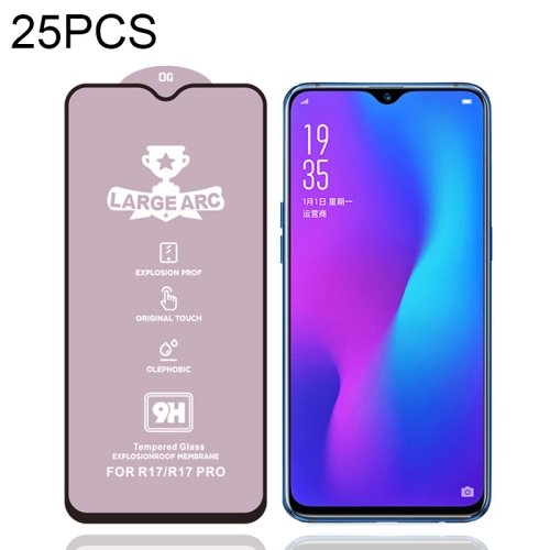 

For OPPO R17 25 PCS 9H HD High Alumina Full Screen Tempered Glass Film