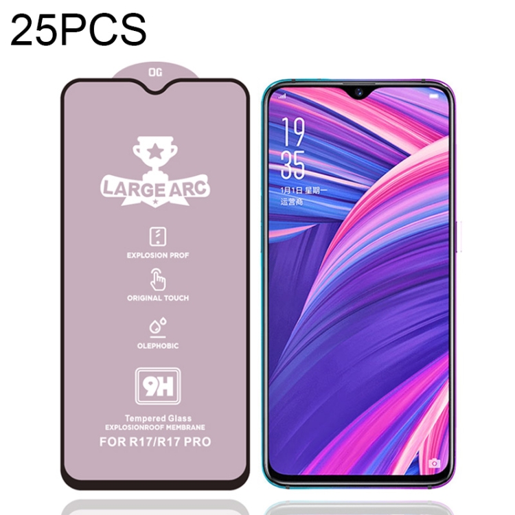 

For OPPO R17 Pro 25 PCS 9H HD High Alumina Full Screen Tempered Glass Film