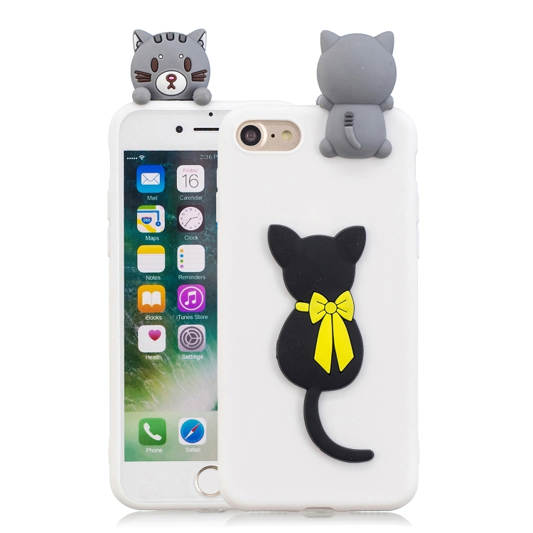 

For iPhone SE 2020 & 8 & 7 3D Cartoon Pattern Shockproof TPU Protective Case(Little Black Cat)
