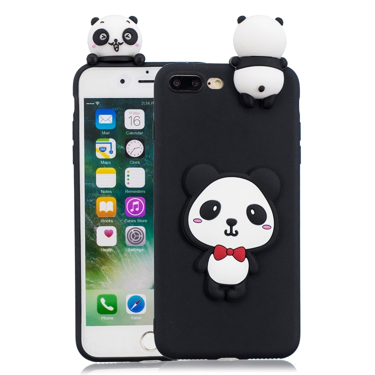 

For iPhone 8 Plus & 7 Plus 3D Cartoon Pattern Shockproof TPU Protective Case(Red Bow Panda)