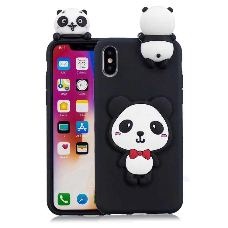 

For iPhone XS Max 3D Cartoon Pattern Shockproof TPU Protective Case(Red Bow Panda)