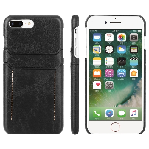 

For iPhone 7 / 8 Calf Texture PU + PC Protective Case with Card Slots(Black)