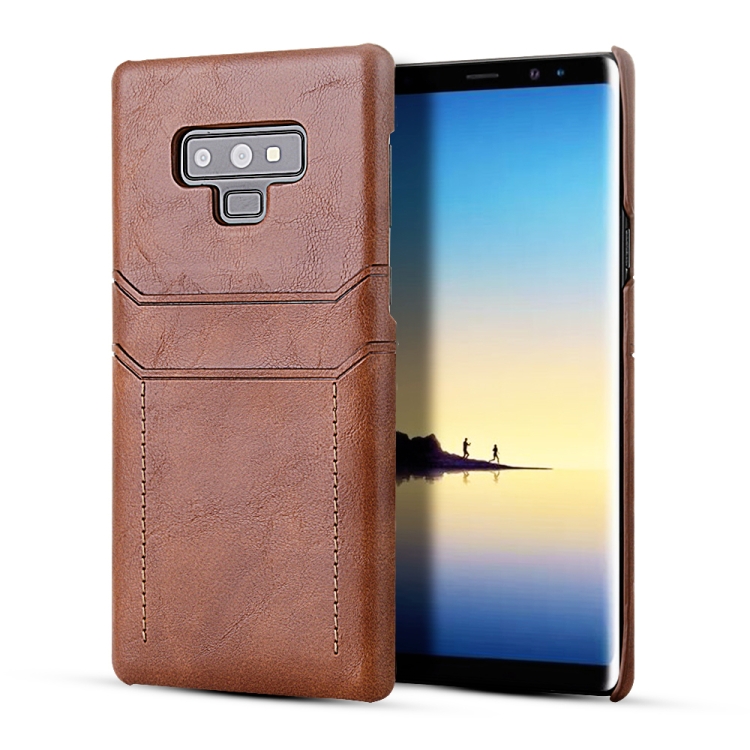

For Galaxy Note 9 Calf Texture PU + PC Protective Case with Card Slots(Brown)