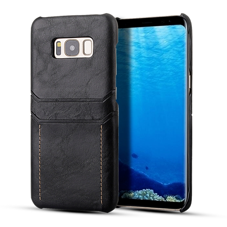 

For Galaxy S8+ Calf Texture PU + PC Protective Case with Card Slots(Black)