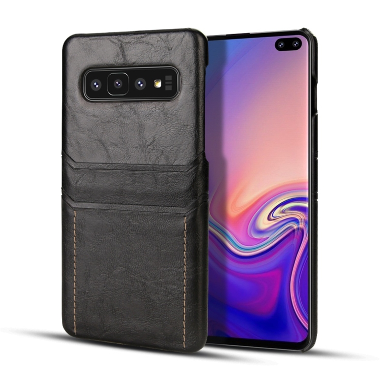 

For Galaxy S10 Calf Texture PU + PC Protective Case with Card Slots(Black)