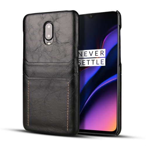 

For OnePlus 6T Calf Texture PU + PC Protective Case with Card Slots(Black)