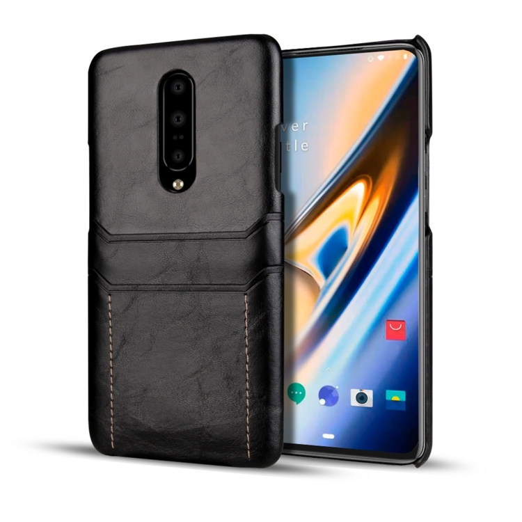 

For OnePlus 7 Pro Calf Texture PU + PC Protective Case with Card Slots(Black)