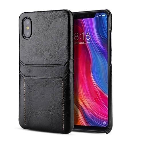 

For Xiaomi Mi 8 Explorer Calf Texture PU + PC Protective Case with Card Slots(Black)