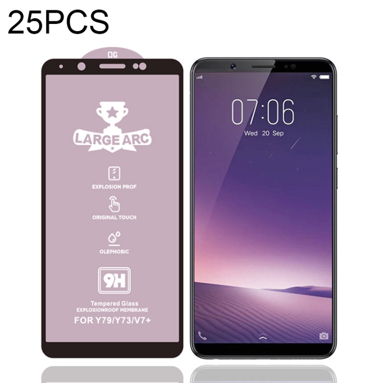 

For Vivo V7+ 25 PCS 9H HD Large Arc High Alumina Full Screen Tempered Glass Film