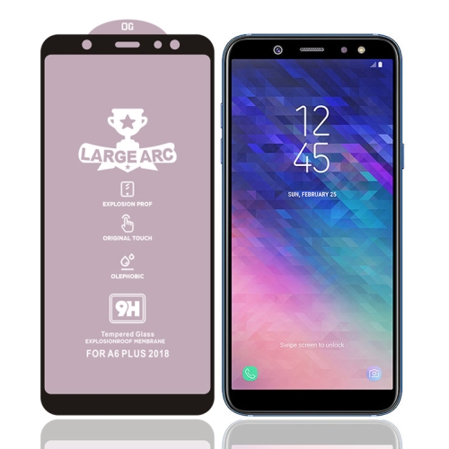 

For Galaxy A6+ (2018) 9H HD Large Arc High Alumina Full Screen Tempered Glass Film