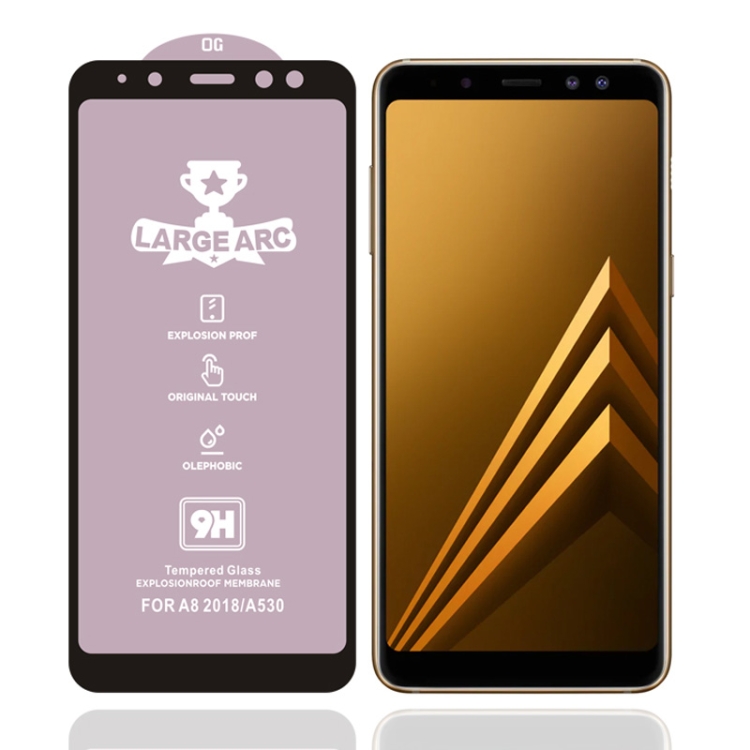 

For Galaxy A8 (2018) 9H HD Large Arc High Alumina Full Screen Tempered Glass Film