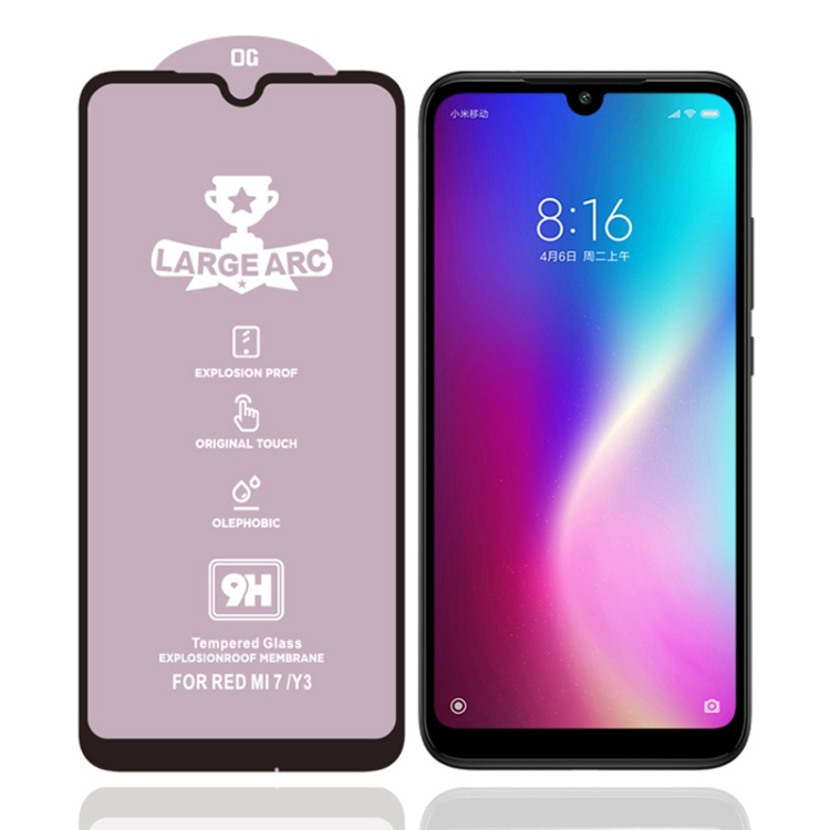 

For Xiaomi Redmi 7 9H HD Large Arc High Alumina Full Screen Tempered Glass Film