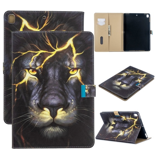 

For iPad Air / Air 2 / iPad 9.7 (2017) / iPad 9.7 (2018) Colored Drawing Pattern Horizontal Flip Leather Case with Holder & Card Slots & Wallet(Lion)