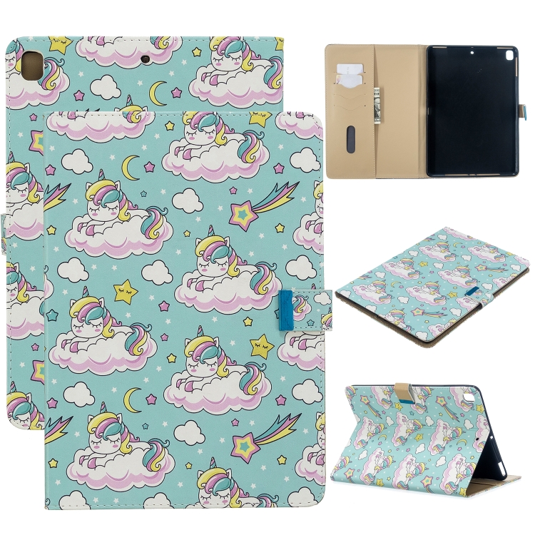 

For iPad Air / Air 2 / iPad 9.7 (2017) / iPad 9.7 (2018) Colored Drawing Pattern Horizontal Flip Leather Case with Holder & Card Slots & Wallet(Star Unicorn)
