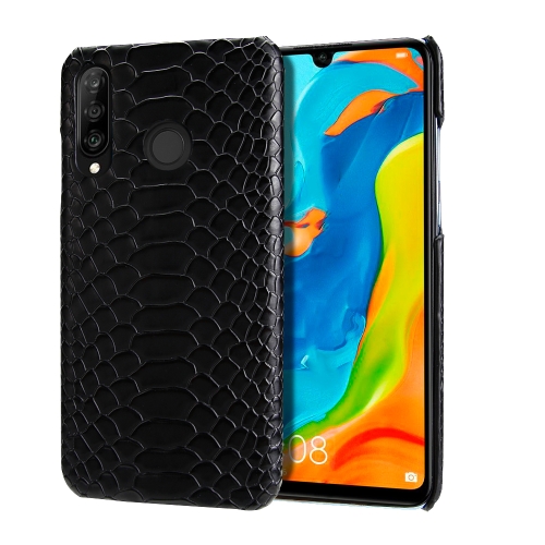 

For Huawei P30 Lite Snakeskin Texture PC + PU Case(Black)
