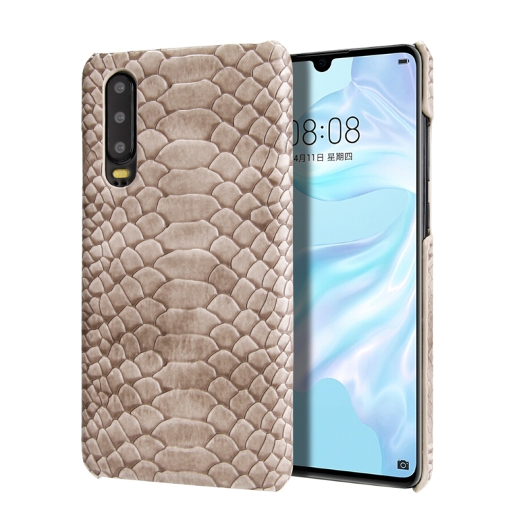 

For Huawei P30 Snakeskin Texture PC + PU Case(Grey)