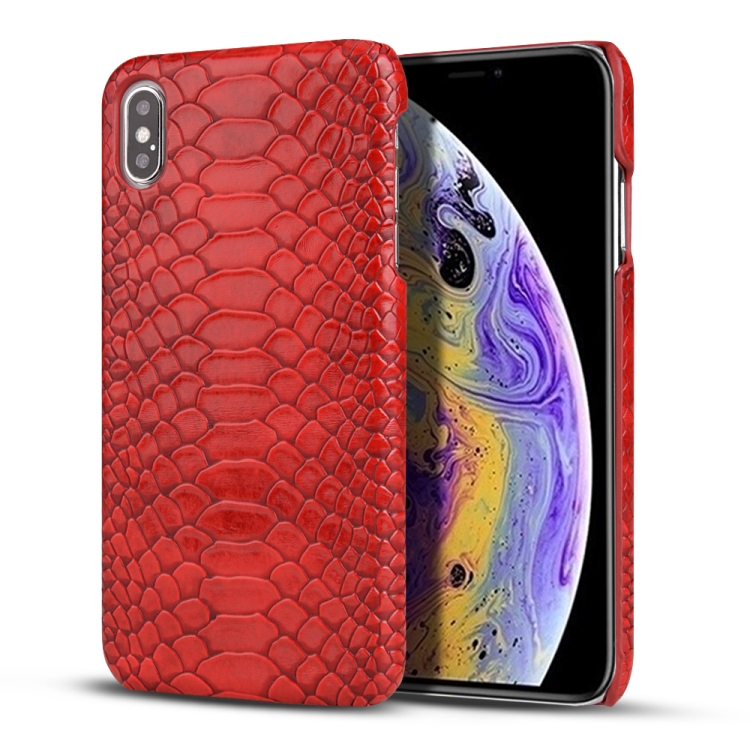 

For iPhone XS Max Snakeskin Texture PC + PU Case(Red)