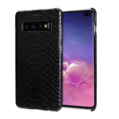 

For Galaxy S10 Snakeskin Texture PC + PU Case(Black)