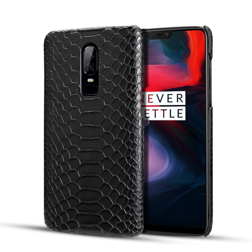 

For OnePlus 6 Snakeskin Texture PC + PU Case(Black)