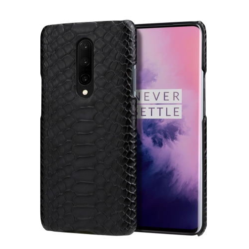 

For OnePlus 7 Snakeskin Texture PC + PU Case(Black)