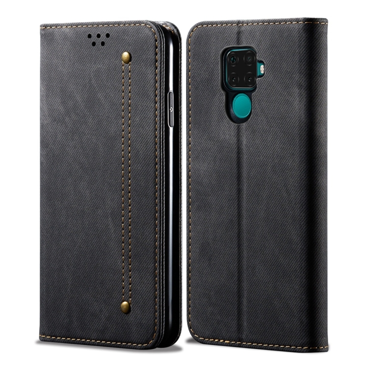 

For Huawei Mate 30 Lite Denim Texture Casual Style Horizontal Flip Leather Case with Holder & Card Slots & Wallet(Black)