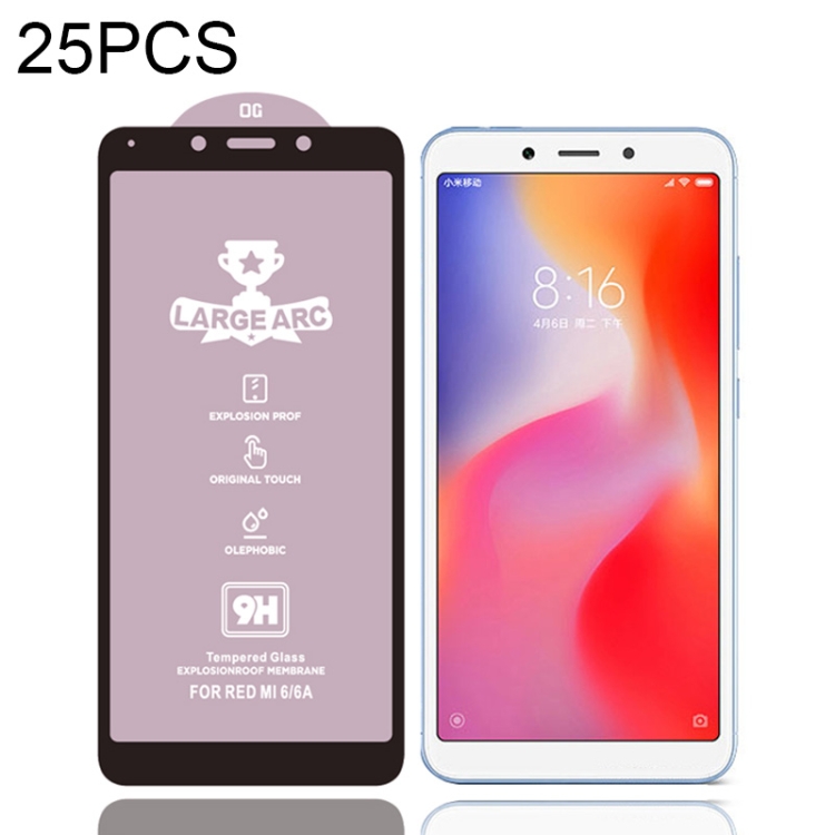 

25 PCS 9H HD Large Arc High Alumina Full Screen Tempered Glass Film for Xiaomi Redmi 6