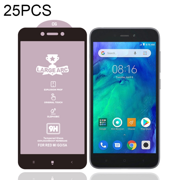 

25 PCS 9H HD Large Arc High Alumina Full Screen Tempered Glass Film for Xiaomi Redmi Go