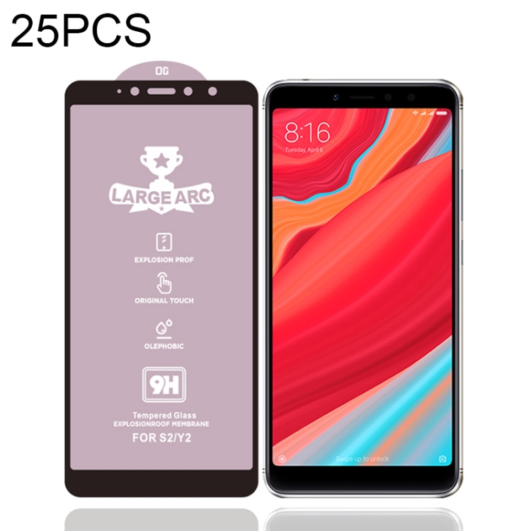 

25 PCS 9H HD Large Arc High Alumina Full Screen Tempered Glass Film for Xiaomi Redmi S2 / Y2