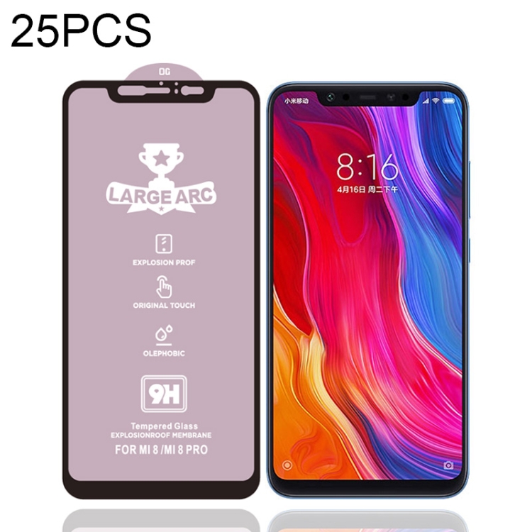 

25 PCS 9H HD Large Arc High Alumina Full Screen Tempered Glass Film for Xiaomi Mi 8