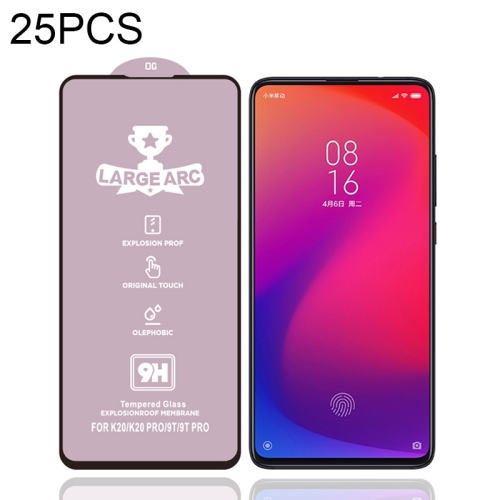 

25 PCS 9H HD Large Arc High Alumina Full Screen Tempered Glass Film for Xiaomi Mi 9T Pro