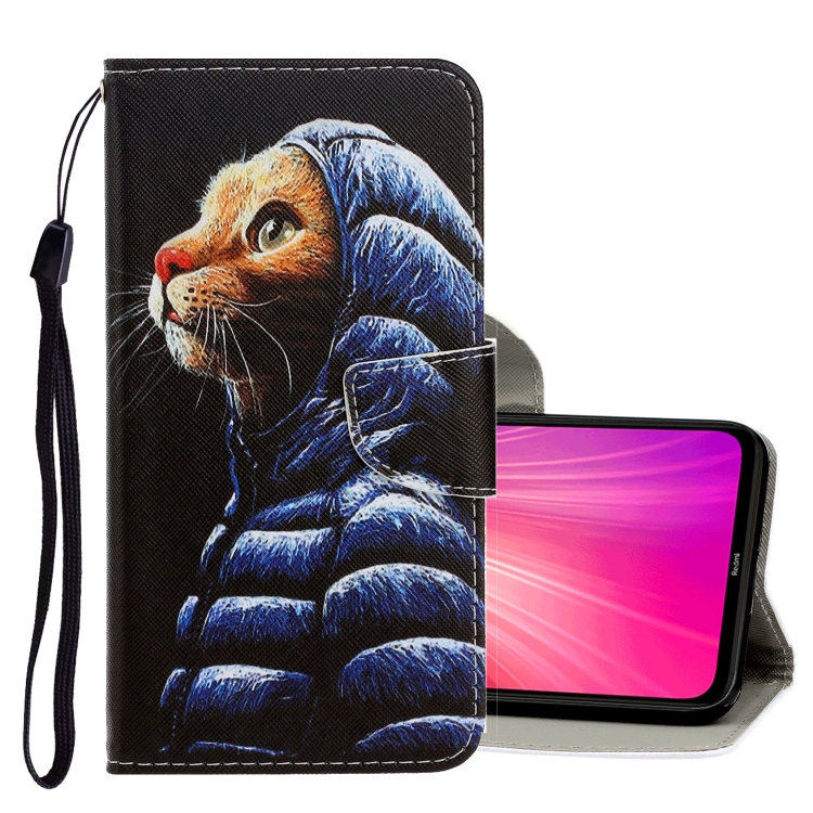 

For Xiaomi Redmi Note 8T 3D Colored Drawing Horizontal Flip PU Leather Case with Holder & Card Slots & Wallet(Down Jacket Cat)