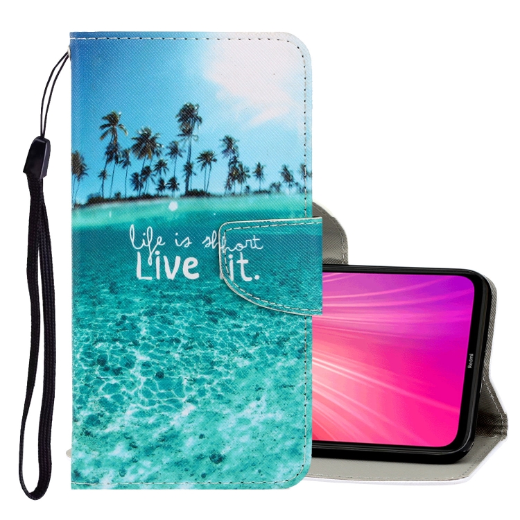

For Xiaomi Redmi Note 8T 3D Colored Drawing Horizontal Flip PU Leather Case with Holder & Card Slots & Wallet(Coconut Tree)