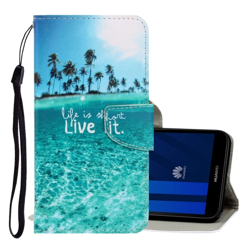 

For Huawei Y5 2018 3D Colored Drawing Horizontal Flip PU Leather Case with Holder & Card Slots & Wallet(Coconut Tree)