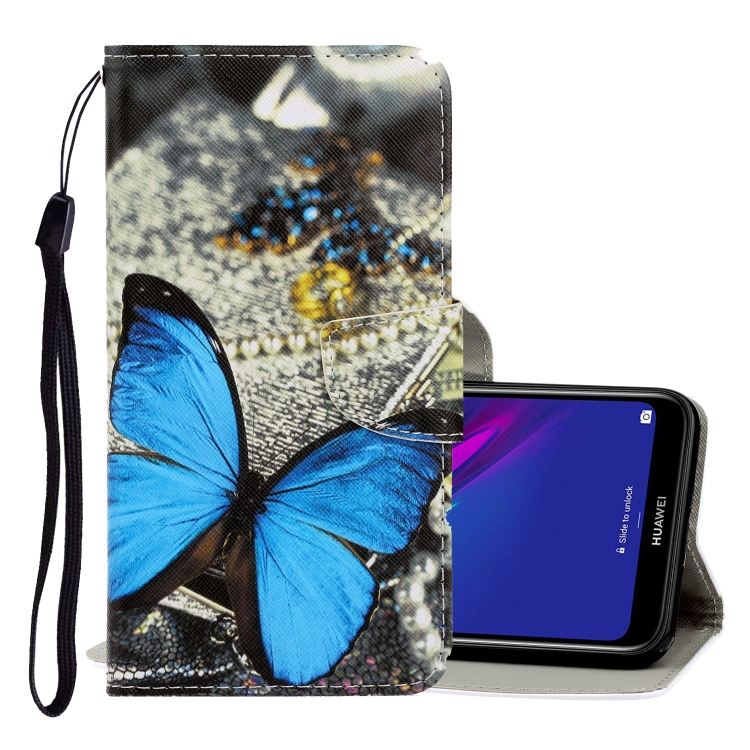 

For Huawei Y6 2019 3D Colored Drawing Horizontal Flip PU Leather Case with Holder & Card Slots & Wallet(A Butterfly)