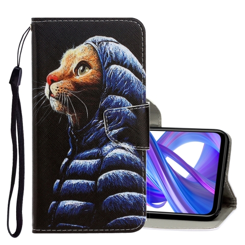 

For Huawei Honor 9X 3D Colored Drawing Horizontal Flip PU Leather Case with Holder & Card Slots & Wallet(Down Jacket Cat)