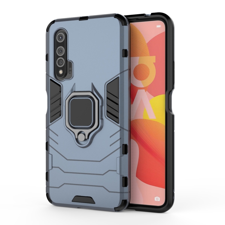 

For Huawei Nova 6 5G Shockproof PC + TPU Protective Case with Magnetic Ring Holder(Navy Blue)