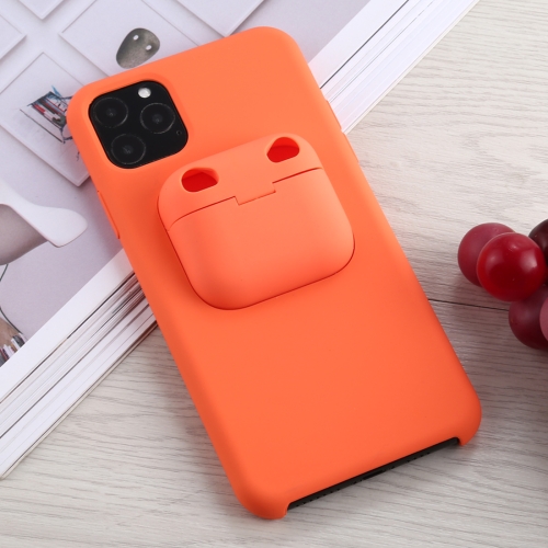 

For iPhone 11 Pro Max Silicone Shockproof Protective Case with Apple AirPods Pro Case(Orange)