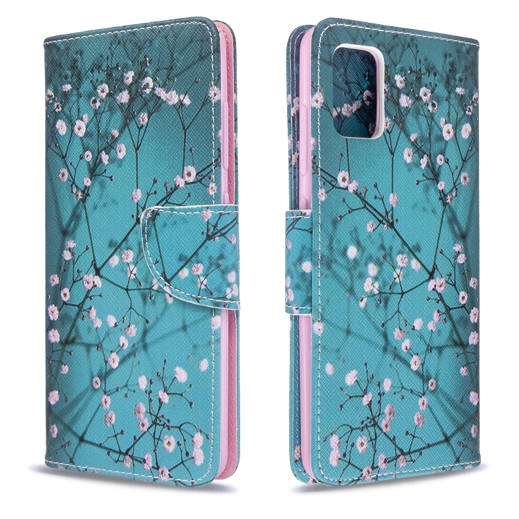 

For Galaxy A51 Colored Drawing Pattern Horizontal Flip Leather Case with Holder & Card Slots & Wallet(Plum Blossom)