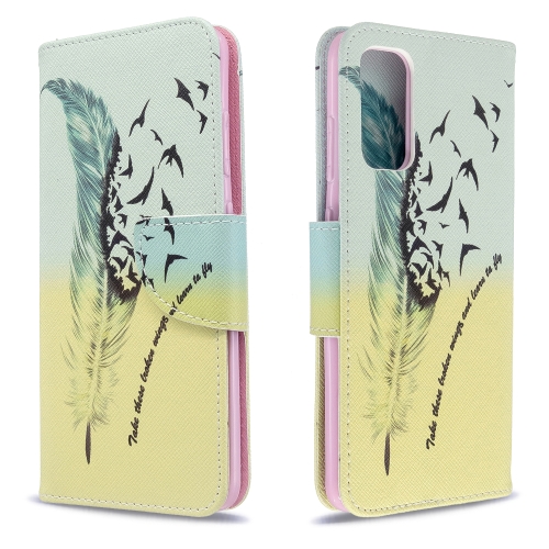 

For Galaxy S20 Colored Drawing Pattern Horizontal Flip Leather Case with Holder & Card Slots & Wallet(Feather)