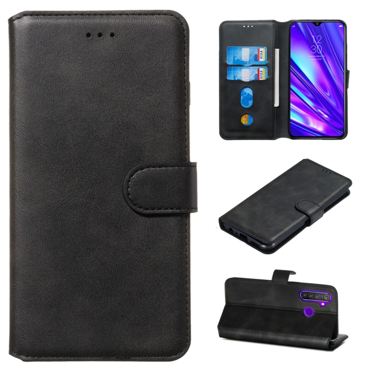 

For OPPO Realme 5 Pro / Realme Q Classic Calf Texture Horizontal Flip PU Leather Case, with Holder & Card Slots & Wallet(Black)